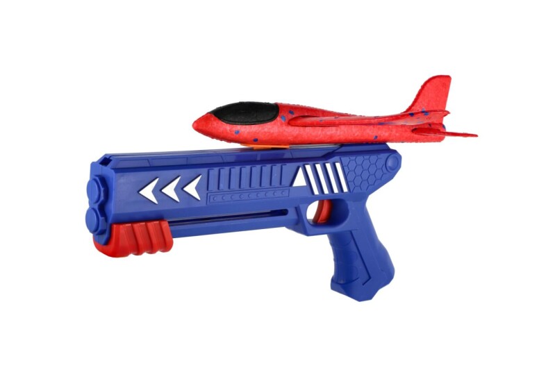 Letadlo vystřelovací pěnové s pistolí 26cm červené